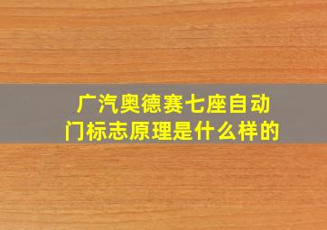 广汽奥德赛七座自动门标志原理是什么样的