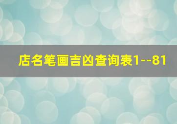 店名笔画吉凶查询表1--81