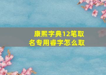 康熙字典12笔取名专用睿字怎么取