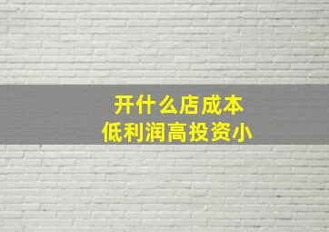 开什么店成本低利润高投资小