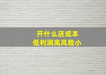 开什么店成本低利润高风险小