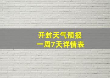 开封天气预报一周7天详情表