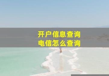 开户信息查询电信怎么查询