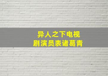 异人之下电视剧演员表诸葛青