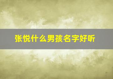 张悦什么男孩名字好听