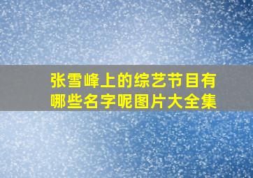 张雪峰上的综艺节目有哪些名字呢图片大全集