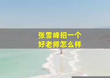 张雪峰招一个好老师怎么样