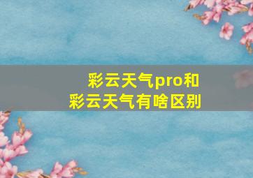 彩云天气pro和彩云天气有啥区别