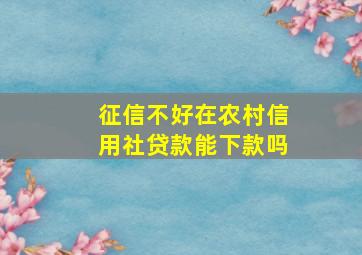 征信不好在农村信用社贷款能下款吗