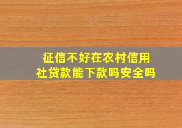 征信不好在农村信用社贷款能下款吗安全吗