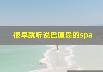 很早就听说巴厘岛的spa