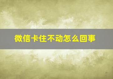 微信卡住不动怎么回事