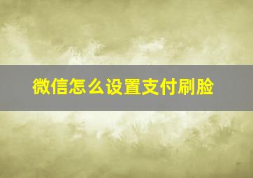 微信怎么设置支付刷脸