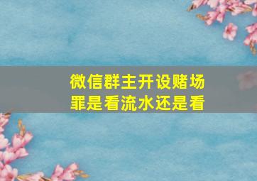 微信群主开设赌场罪是看流水还是看