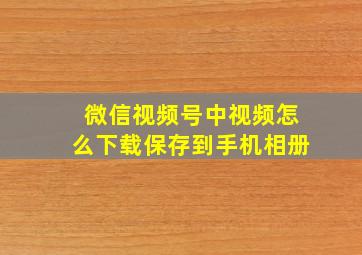 微信视频号中视频怎么下载保存到手机相册