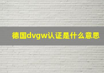 德国dvgw认证是什么意思