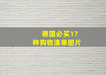 德国必买17种购物清单图片