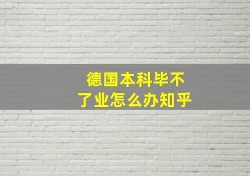 德国本科毕不了业怎么办知乎