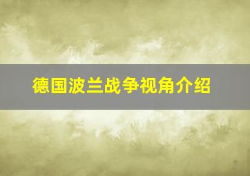 德国波兰战争视角介绍