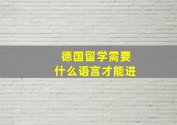 德国留学需要什么语言才能进