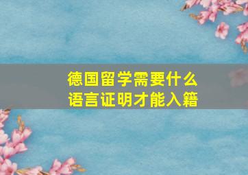 德国留学需要什么语言证明才能入籍