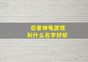 忍者神龟游戏叫什么名字好听