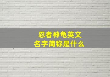 忍者神龟英文名字简称是什么