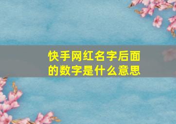 快手网红名字后面的数字是什么意思