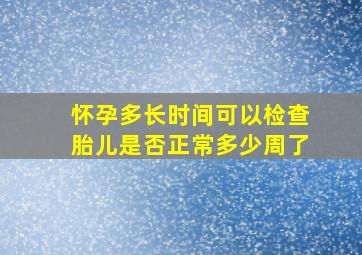 怀孕多长时间可以检查胎儿是否正常多少周了