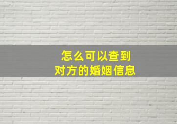 怎么可以查到对方的婚姻信息