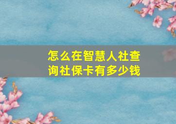 怎么在智慧人社查询社保卡有多少钱