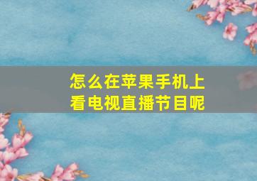 怎么在苹果手机上看电视直播节目呢