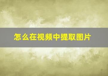 怎么在视频中提取图片