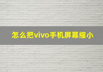 怎么把vivo手机屏幕缩小