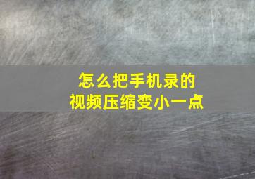 怎么把手机录的视频压缩变小一点