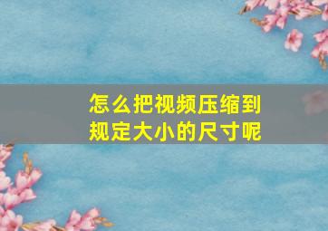 怎么把视频压缩到规定大小的尺寸呢