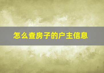 怎么查房子的户主信息