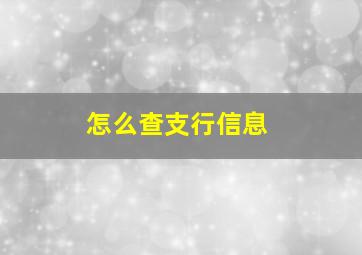 怎么查支行信息