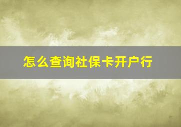 怎么查询社保卡开户行