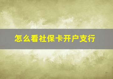 怎么看社保卡开户支行