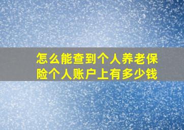 怎么能查到个人养老保险个人账户上有多少钱