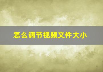 怎么调节视频文件大小