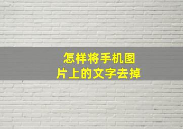 怎样将手机图片上的文字去掉