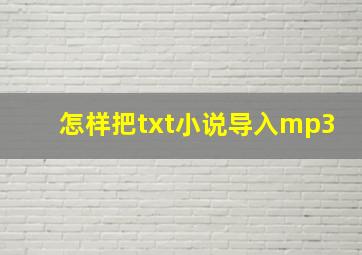 怎样把txt小说导入mp3