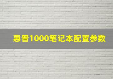 惠普1000笔记本配置参数