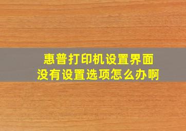 惠普打印机设置界面没有设置选项怎么办啊