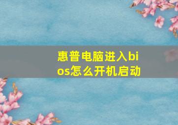 惠普电脑进入bios怎么开机启动