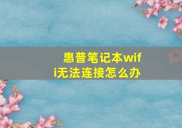 惠普笔记本wifi无法连接怎么办