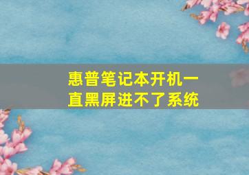 惠普笔记本开机一直黑屏进不了系统