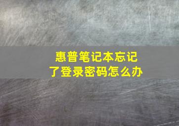 惠普笔记本忘记了登录密码怎么办